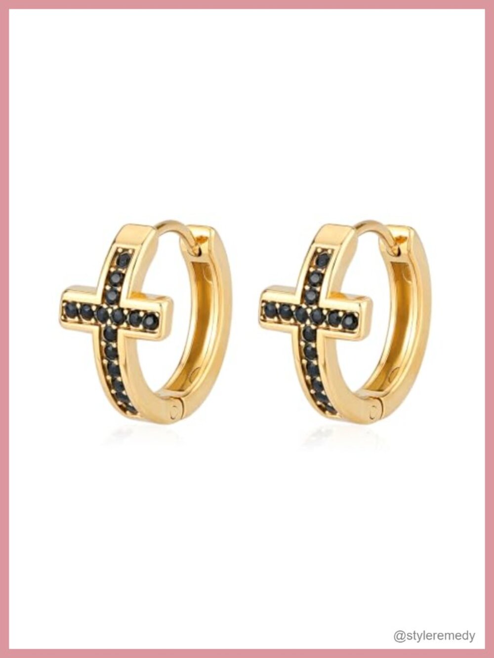 18K Plated Gold Chunky Hoop Earrings Stainless Steel CZ Huggie Women